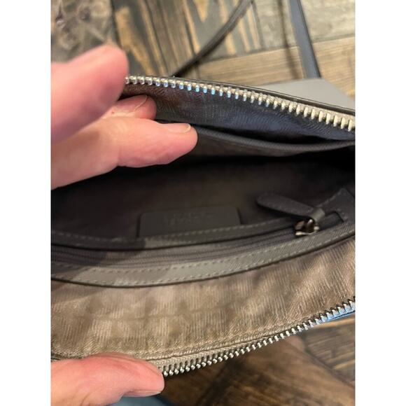 Michael Kors Small Cindy Dome Grey Crossbody Purse Neutral Classy Preppy Stains - Picture 14 of 15